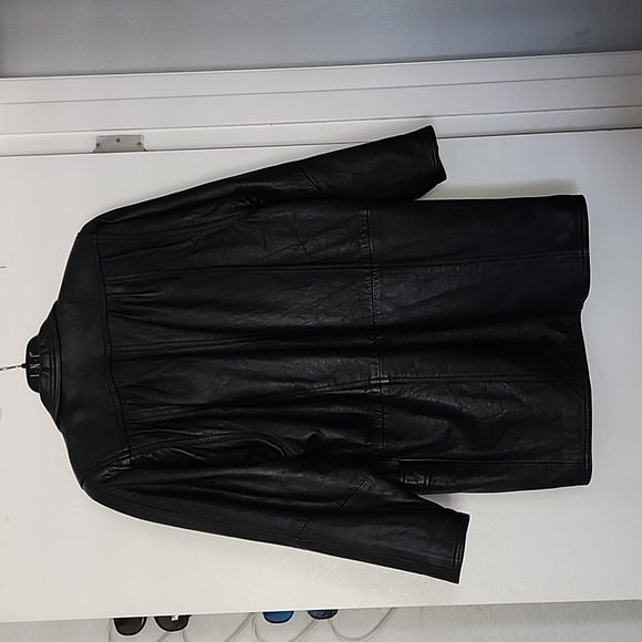 Vintage genuine Leather Trench Coat Women's Jacket - Picture 2 of 2